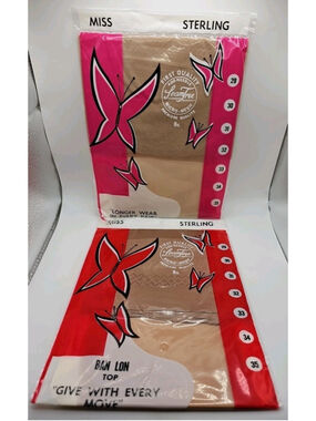 Two Vintage Pantyhose Nylons Miss Sterling 400 Needle SeamFree Size 9 1/2